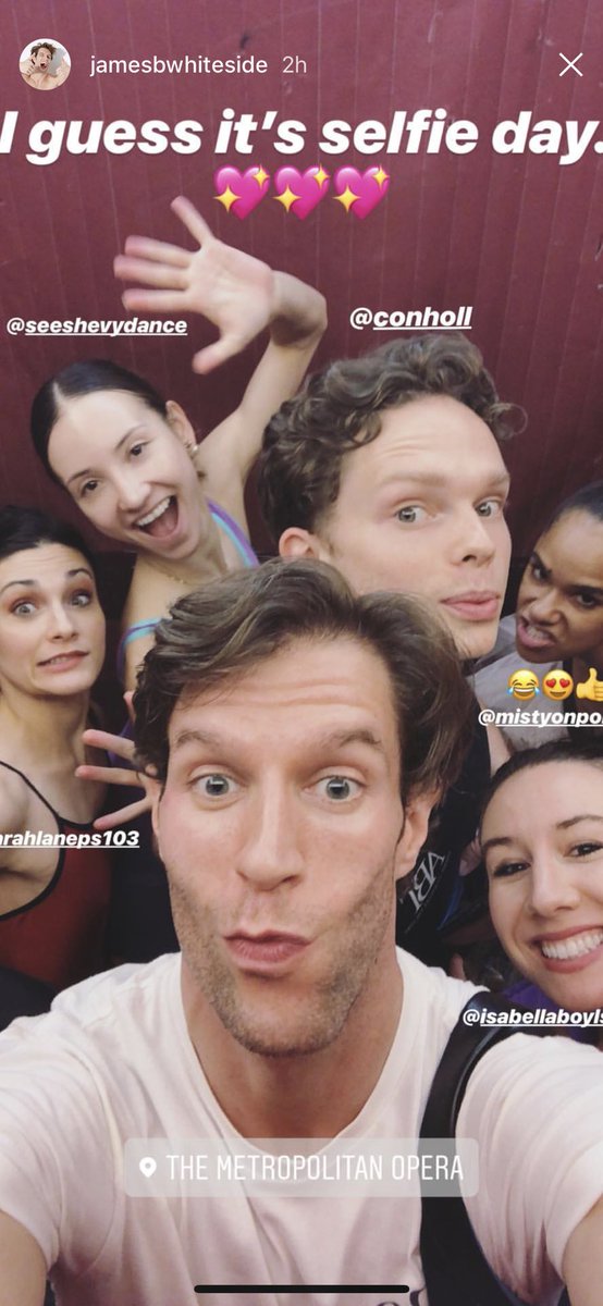 Had to repost this in honor of selfie day. Too good not to ! 😂 #elevatorselfie #arealgem💎 #abt #metropolitanoperahouse #lincolncenter #nyc #selfieday📸  @abtofficial @jamesbwhiteside @isabellaboylston @conholl @sarahlaneps103 @mistyonpointe