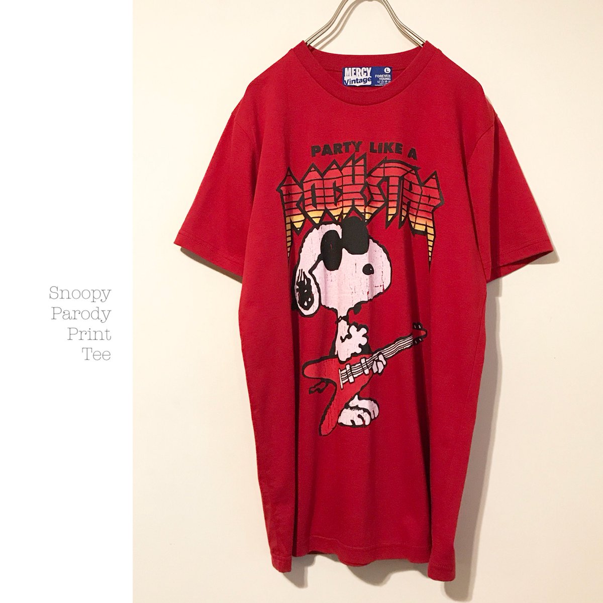 Taffee בטוויטר Character Parody Tee 入荷 スヌーピーjoecoolが フライングvを持った可愛い プリントtee 掠れプリントもイイ感じ Taffee 宮崎 古着 Snoopy Joecool スヌーピー ロックt パロディ サイズl Tシャツコーデ T Co Rytydplisg