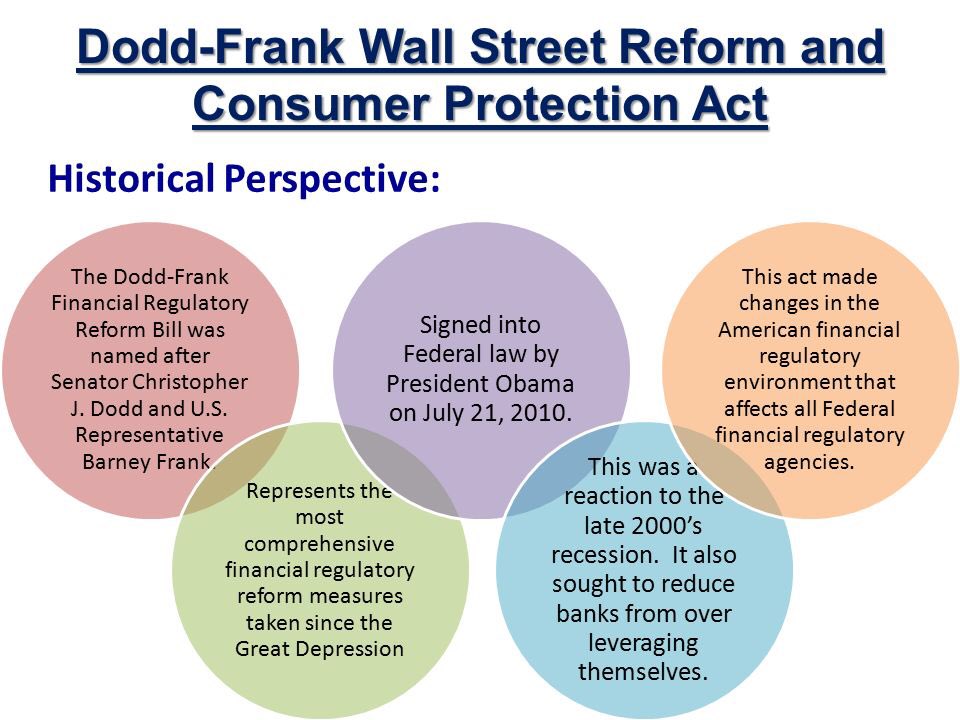 The Dodd-Frank Act, officially called the Dodd-Frank Wall Street Reform and Consumer Protection Act, is legislation signed into law by President Barack Obama in 2010 in response to the financial crisis that became known as the Great Recession.  #DemHistory  #WhyIVoteDemocrat