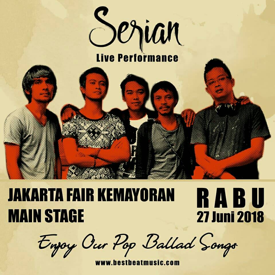 <a href="/serian_band/">Serian Band</a> akan tampil di PRJ Kemayoran pada Rabu, 27 Juni 2018 - Htm : 35K . Yuk ramaikan !!