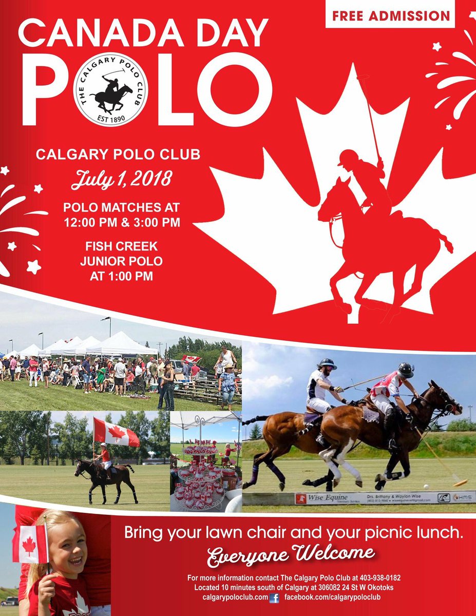 This July 1st come celebrate Canada Day at The Calgary Polo Club. The first match starts at 12:00pm and admission is free! #calgarypoloclub
Please retweets... This is a family friendly event!