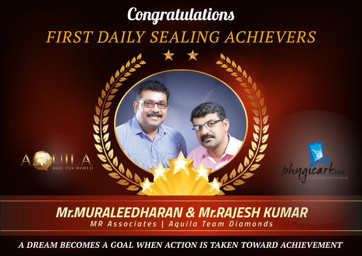 tweetphygicart's tweet photo. Hearty congratulations to our proud achievers! #FirstDailySealingAchievers #OurAchievers #PhygicartIndia #RajeshKumar #Muraleedharan #AquilaTeamDiamonds #MRAssociates https://t.co/x2xWy2gKgm