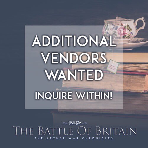 TeslaConSteam's tweet photo. 📣 We still have some 8x10 and a couple 10x10 booths left. Spread the word!
.
Send an email to teslaconsocial@gmail.com if you're a vendor interested in joining us for November 15-18, 2018. #wisconsinvendors #madisonconvention #teslacon9 https://t.co/cPoyMZsQ8U