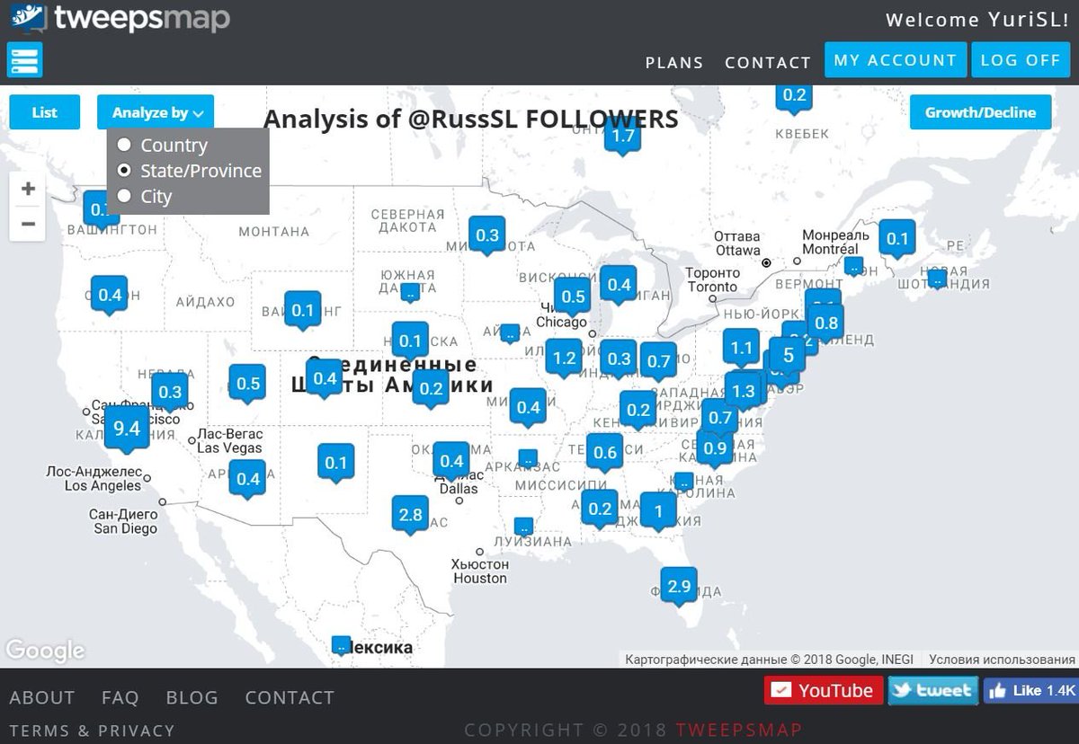 RussSL's tweet image. #tweepsmap: #Analysis of @RussSL #Followers - #Map ! buff.ly/2lpWkbT buff.ly/2lr2mcv