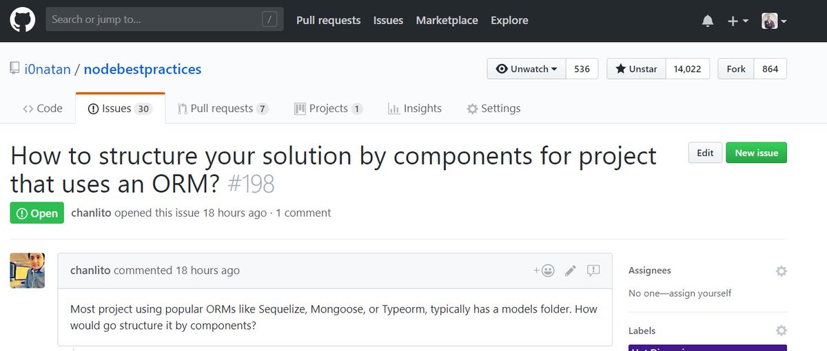 nodepractices's tweet image. a fundamental discussion was raised today - &quot;How to structure your solution by components for project that uses an ORM&quot;. Share your ideas here :github.com/i0natan/nodebe… #NodeJS #sequelize #microservices