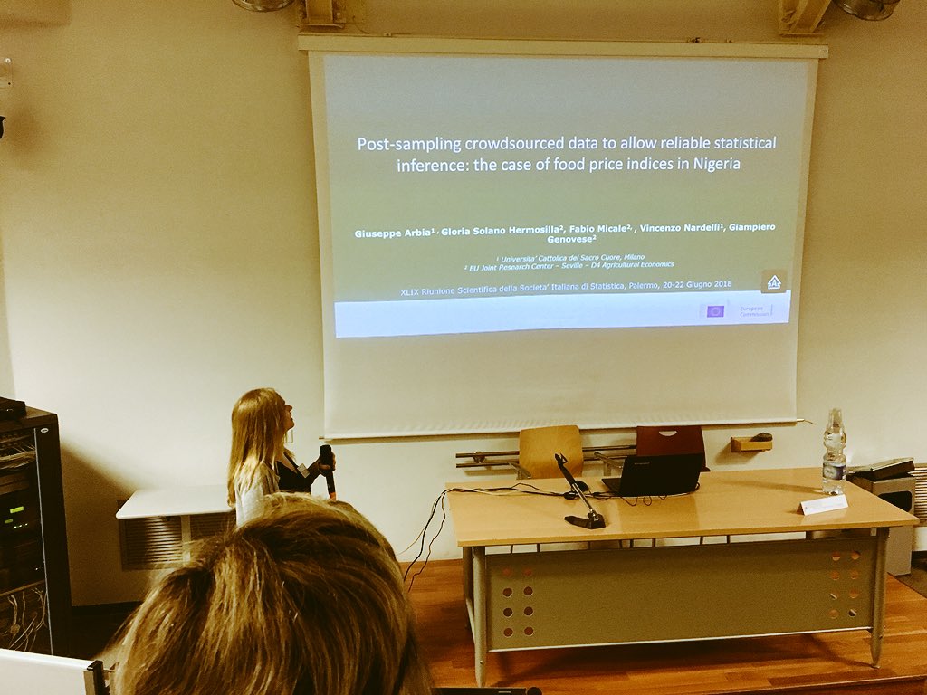 vincnardelli's tweet photo. Post-sampling crowdsourced data for reliable statistical inference: the case of market price index in Nigeria #SIS2018 @SIStatistica -  Universita’ Cattolica del Sacro Cuore, Milano (IT) @Unicatt #unicatt - Joint Research Center, European Commission @EU_ScienceHub https://t.co/VctXJYHfzz