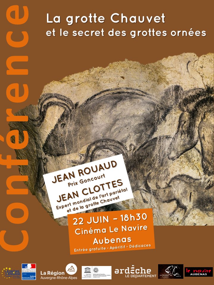 Ce soir Jean #Rouaud prix Goncourt débat avec Jean #Clottes sur la culture pariétale ! C’est au cinémas @LeNavire à #Aubenas #Ardèche. J’ouvre la conférence en ma qualité de Président de @LaCaverne07
