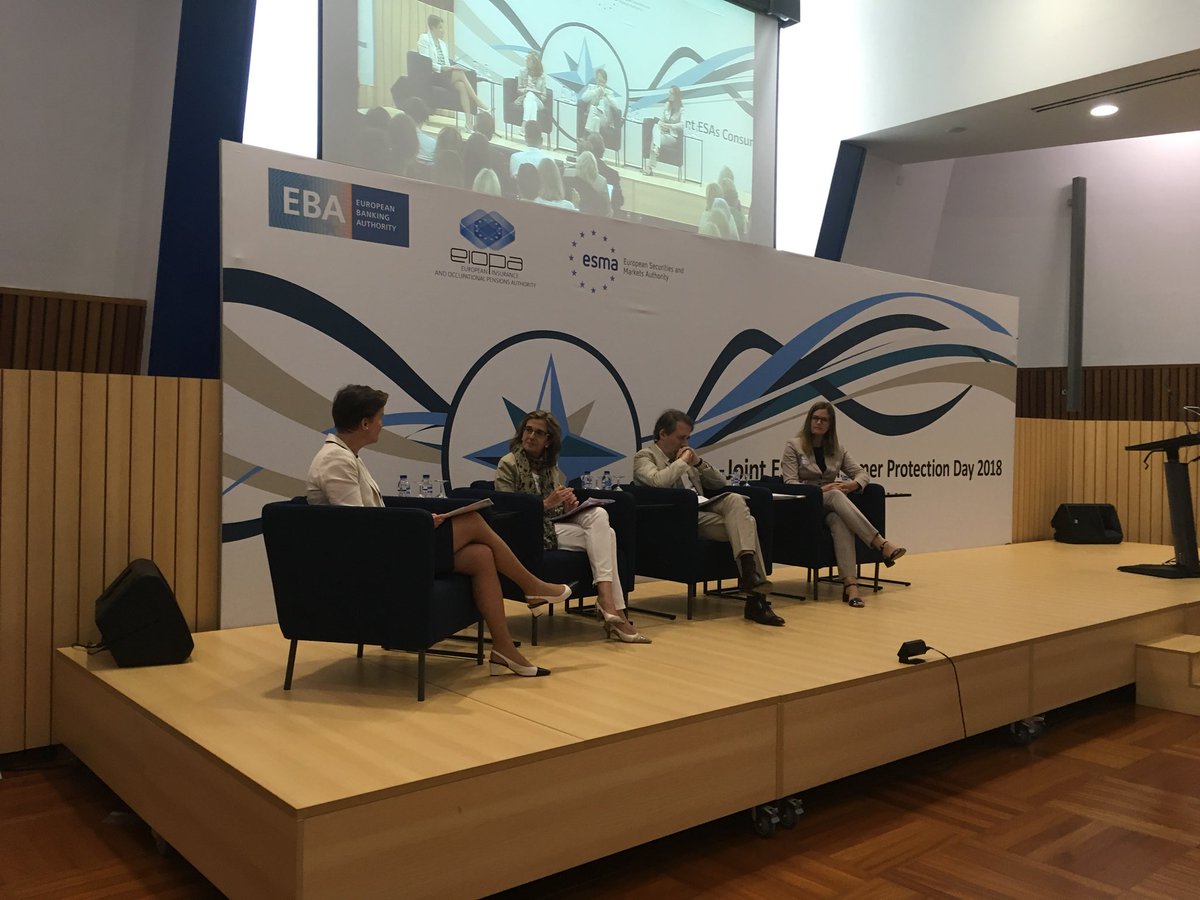 eiopa_europa_eu's tweet photo. #CPD2018. First panel: Providing information to consumers on performance and costs. @ESMAComms @EBA_News https://t.co/P3YDbplC0r