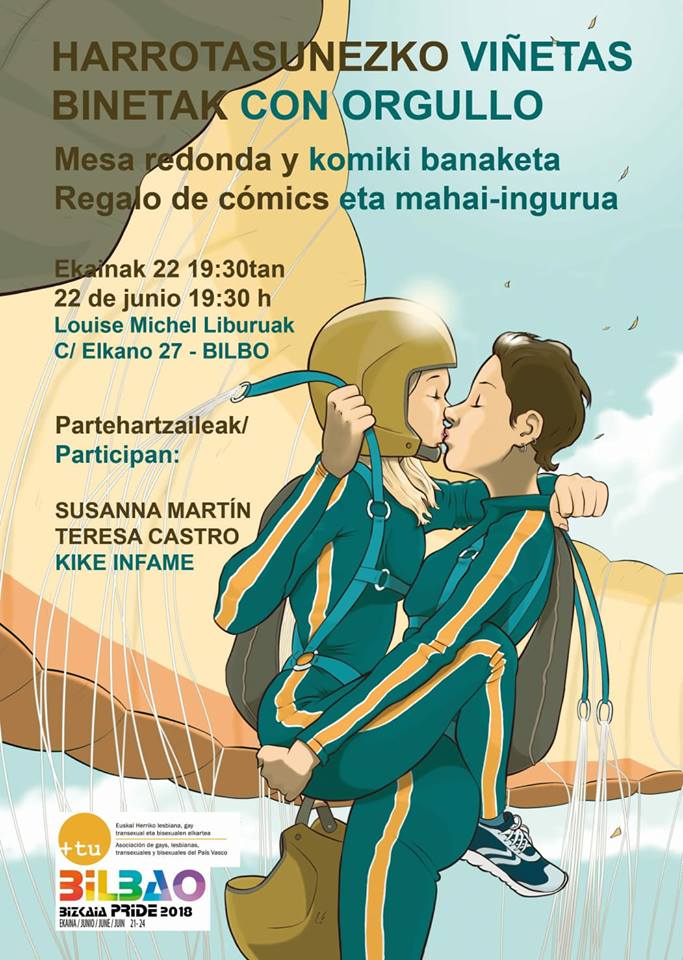 susannamarteen's tweet photo. Esta tarde todas a la concentración contra la excarcelación de La Manada. Así que retrasamos media hora la charla de #comicqueer #lgtbiq "Viñetas con orgullo", será a las 19.30h en @LouiseLiburuak con @Kikeinfame @TeresaCastroCo @Gehitu_Elkartea https://t.co/7KZLHHifFW