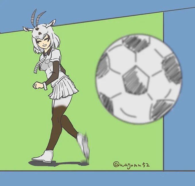 アラビアオリックスちゃんは運動神経良さそうなのでヒールパスとかできるんじゃないか?という妄想 