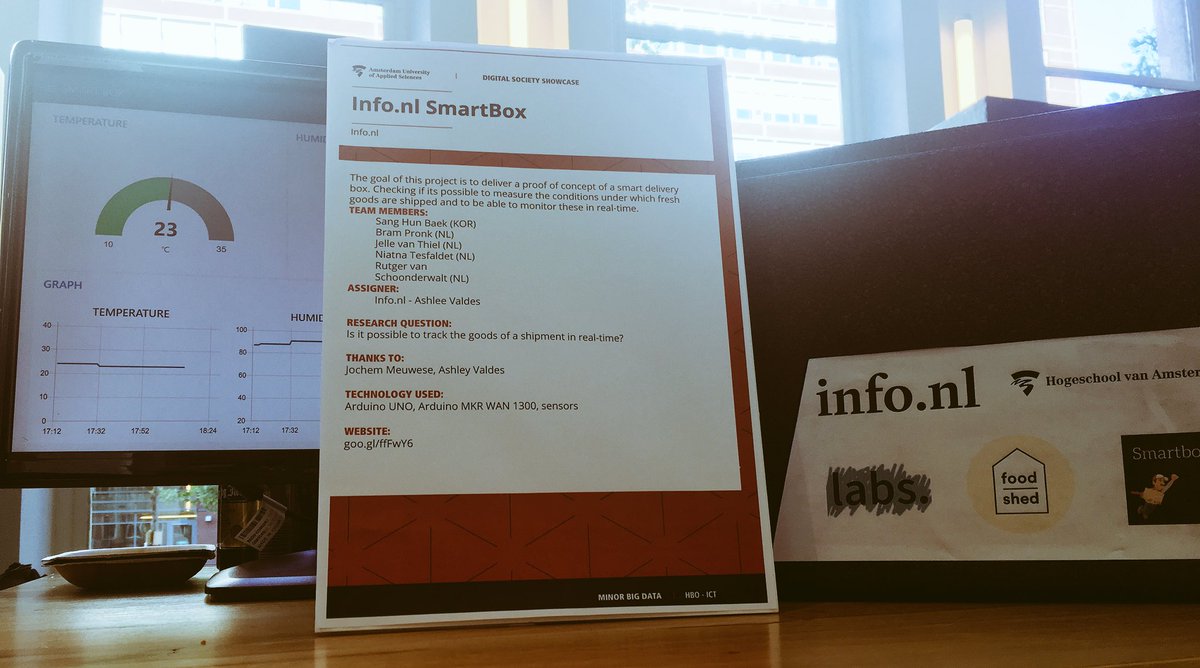 LABSinfonl's tweet photo. This week the @HvA LABS’ students demo’d their Connected Food Delivery Box at the launch of the Digital Society School, where they partner with business, the municipality, and educators to make #HumanityCenteredDesign. @DSSAmsterdam #iot https://t.co/88zEyx4ieC