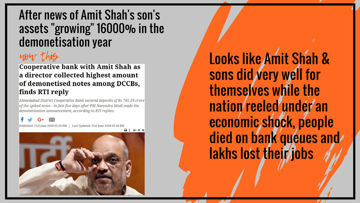 Looks like Amit Shah &amp; sons did very well for themselves while the Nation reeled under an economic shock caused by #Demonetisation, people died on bank queues &amp; lakhs lost their jobs!