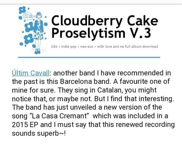 Thanks a lot Cloudberry Records (from Astoria, NY).
We are so proud! 
#ultimcavall #recordsdekyoto #discosdekirlian #emmashouserecords #cloudberryrecords ift.tt/2trpb3p