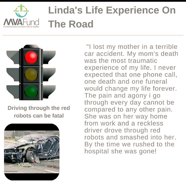MVAFundNamibia's tweet photo. How can we protect our loved ones from reckless drivers? it begins with you.#SafeWeekend #LessDeath #MoreLives https://t.co/GEHt2bDWV0