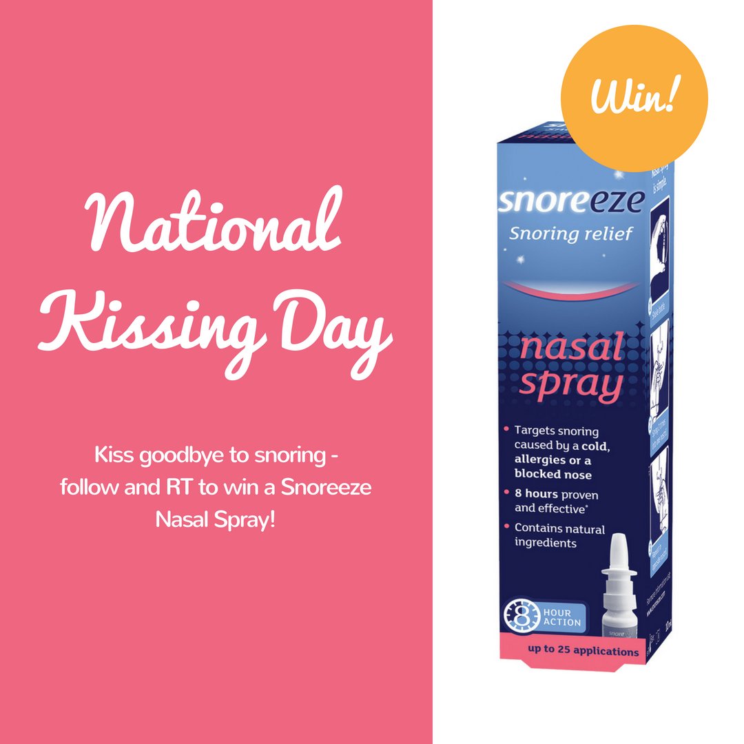 Today is #NationalKissingDay! To celebrate, we're giving away a Snoreeze Nasal Spray to help you kiss goodbye to snoring. To #win, simply follow us and RT - entries close on Monday 25th June. T&amp;Cs apply, this #competition is also open on FB/Instagram. #FreebieFriday