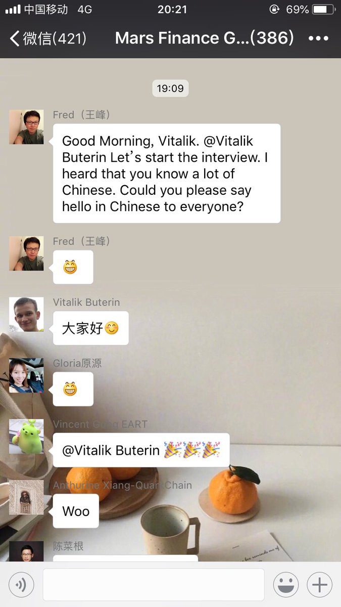 Vitalik says hello in Chinese! in "10 Questions with Fred Wang" interview