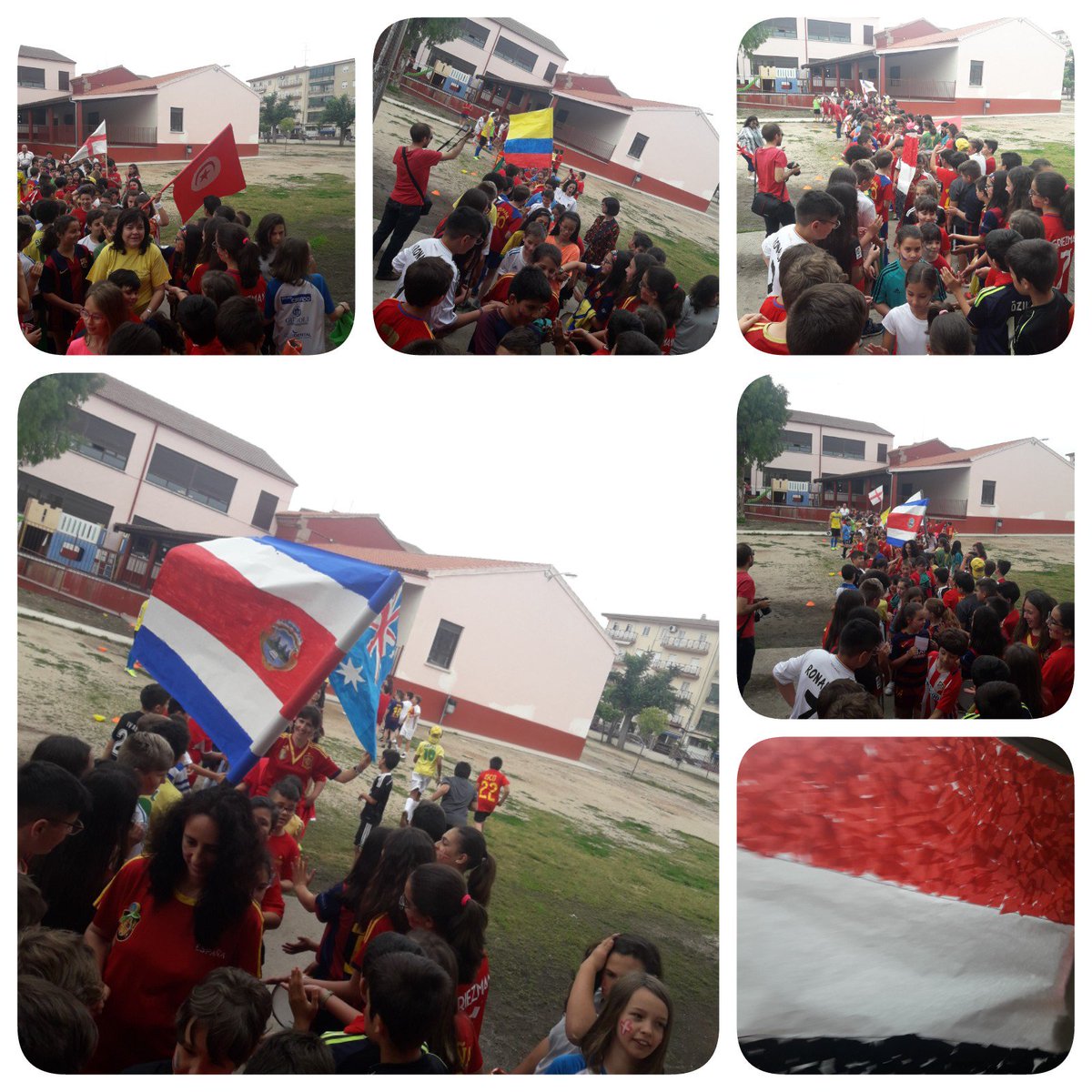 CeipSanFran's tweet photo. Desfile de banderas. Todos los continentes unidos por el deporte #vacaciones #findecurso https://t.co/f2XttCvyil