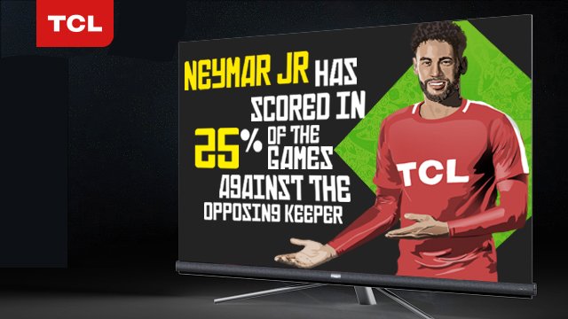TCL_Global's tweet photo. When he plays, 🇧🇷 score. 

@neymarjr is ready to take on 🇨🇷 today. 

 #TimeForLegends #NeymarJr #BRAVCOS #TCL https://t.co/FmOA8hmxEW