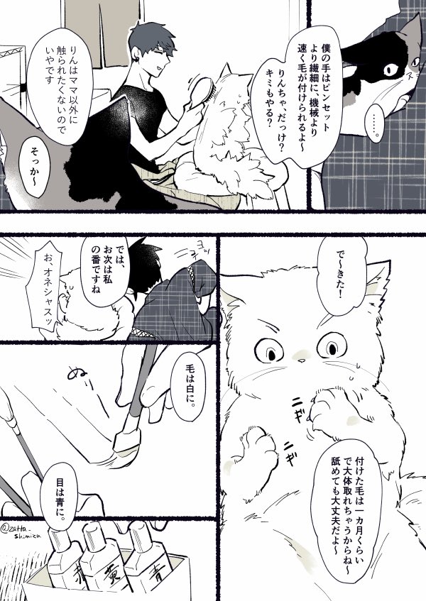 【創作漫画】3話目後半

猫塗り屋さんと『長毛になりたい短毛猫さん』と毛増し屋さん 

こんな時もある。

  #創作漫画 #ラフ漫画 #猫漫画 