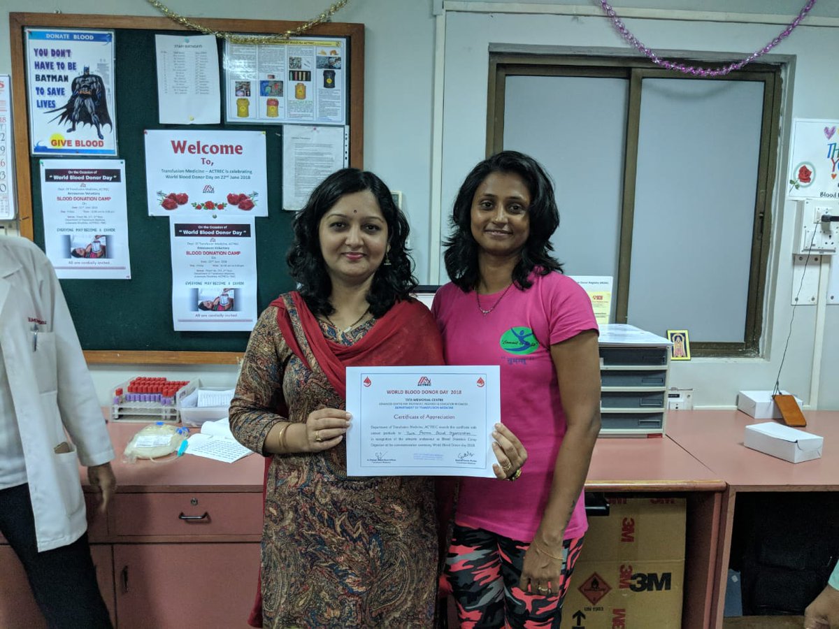 patilkiran191's tweet photo. On the occasion of World Blood Donor day Tata Memorial Hospital ACTREC Kharghar felicitated #Yuvaprerna_Social_Organization by giving the certificate of appreciation for regularly organizing #Blood_Donation_Camps. https://t.co/kc0HRJTrRZ