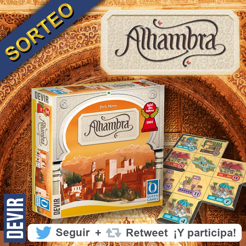 DevirIberia's tweet photo. ¡ATENCIÓN SORTEO! Alhambra está a punto de llegar a tiendas. Entre todos los seguidores que hagan RT sortearemos un ejemplar. ¡Mucha suerte! https://t.co/FMnfvFIJp9