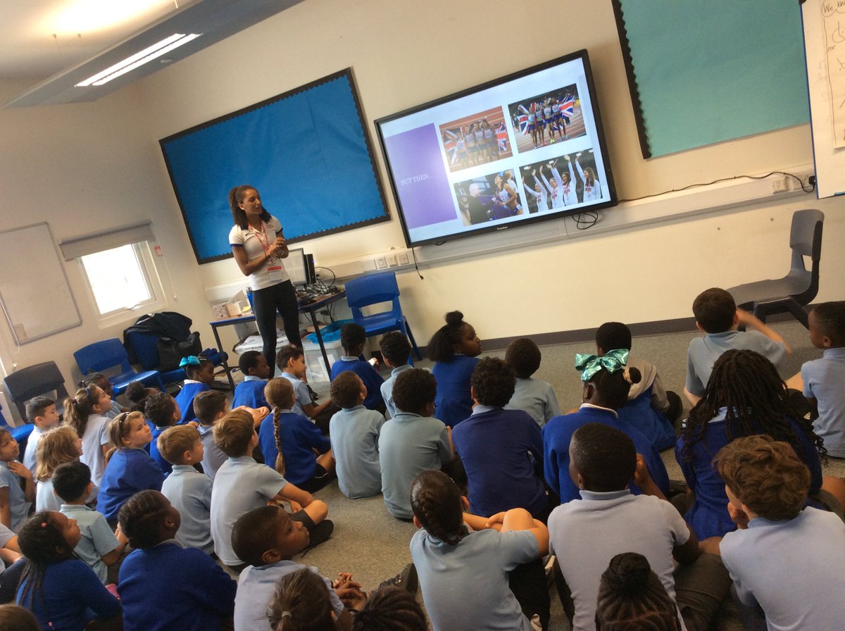 Elmers_Beecroft's tweet photo. We were so lucky to have had Laviai Nielson (400m relay silver medallist at the European Indoor Championships 2017!!) come to visit KS2 at Beecroft! We had an assembly and year 3 had an exclusive interview! #LaviaiNielson #inspiration #athlete #weloverunning https://t.co/GnGS5qE30Z