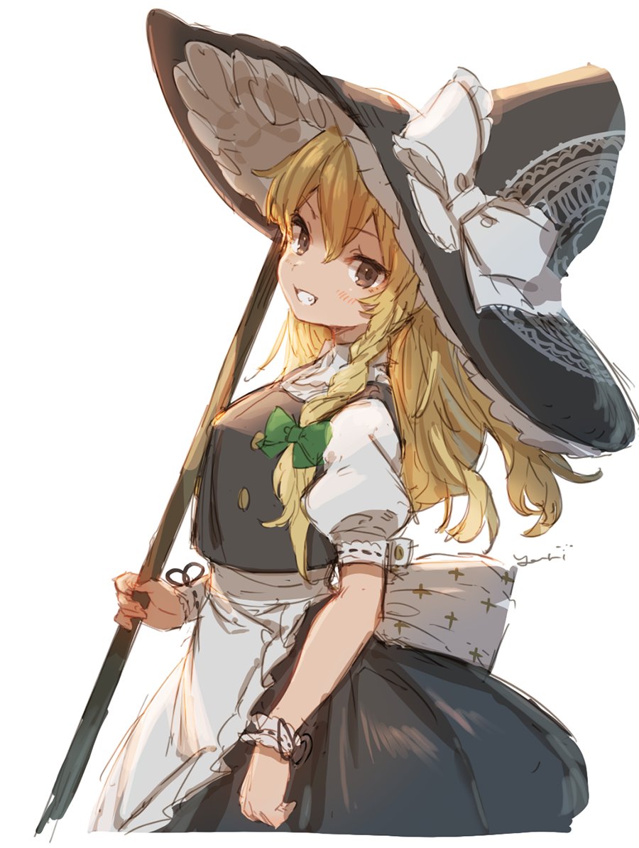 kirisame marisa 1girl solo hat blonde hair witch hat braid bow  illustration images