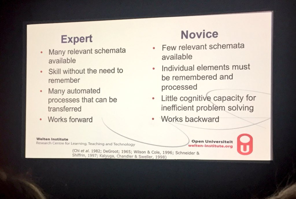 “Novices are not just dumber experts.” <a href="/P_A_Kirschner/">Paul A. Kirschner</a> #EducationFest