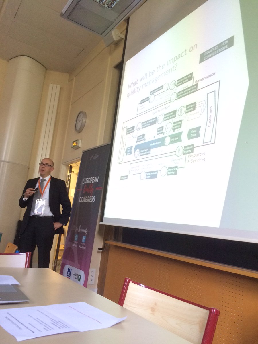 QualitePerf's tweet photo. Day2 - Session#4 : Frank Lesmeister, Associate Director, Boston Consulting Group explains how to understand the challenges and opportunities by new technologies with Quality 4.0 #QualityEC #vision https://t.co/cSrxVvlQMk
