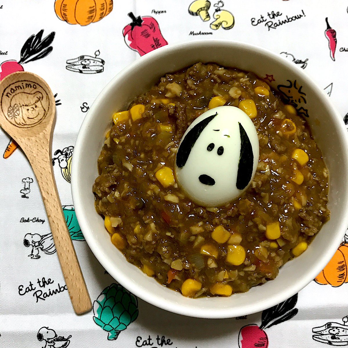 트위터의 ｎａｍｉｍｏ 님 キーマカレー トロ玉スヌーピー乗せ カレーと言えば断然バーモントカレー派 秀樹さんのご冥福を心よりお祈り申し上げます スヌーピー カレーライス バーモントカレー