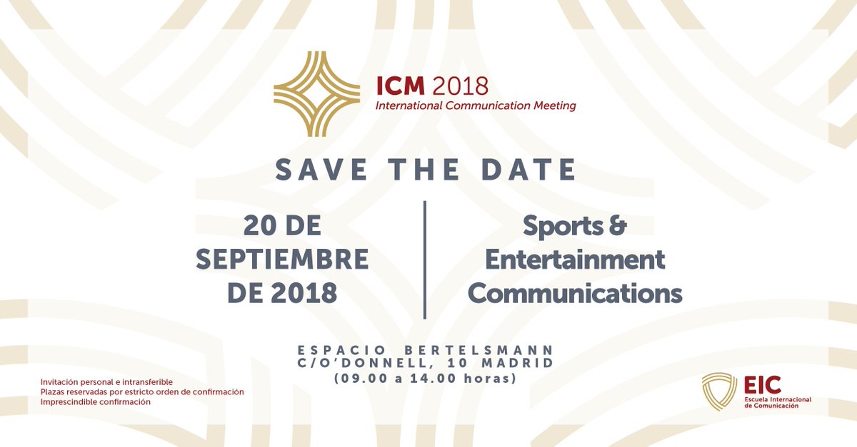 eicomunicacion's tweet image. El próximo 20 de septiembre te esperamos en el #ICM2018 en el que te contaremos todas las #novedades de Sports &amp;amp; Entertaiment Comunications. 😉