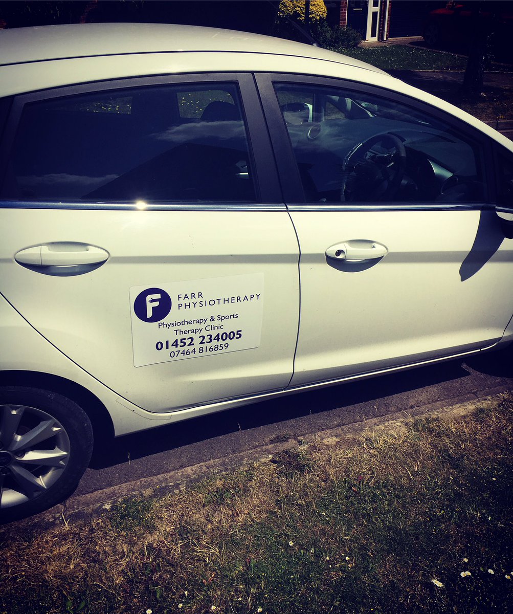 farrphysio's tweet photo. Car stickers have arrived! Keep an eye out for Adam and Alex driving around Cheltenham and Gloucester #FarrPhysio #whitecarclub #physiotherapy #sportstherapy https://t.co/uRcKRKuWrs
