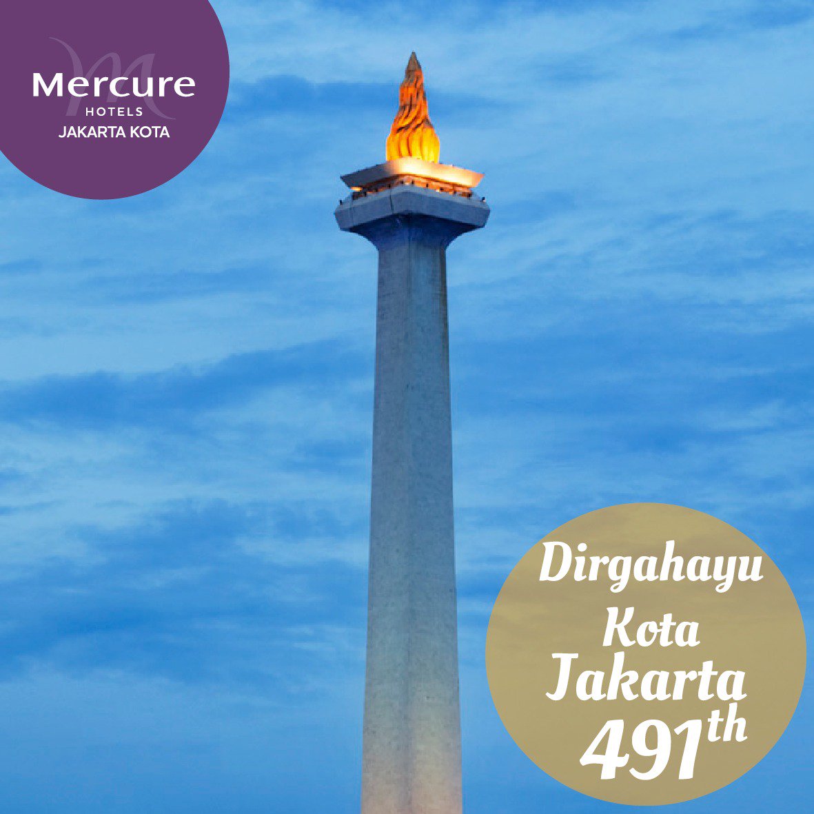MercureKota's tweet photo. Happy 491th Anniversary Kota Jakarta!

#DirgahayuJakarta #Jakarta491Tahun #MercureJakartaKota https://t.co/ovn1UPHIrj
