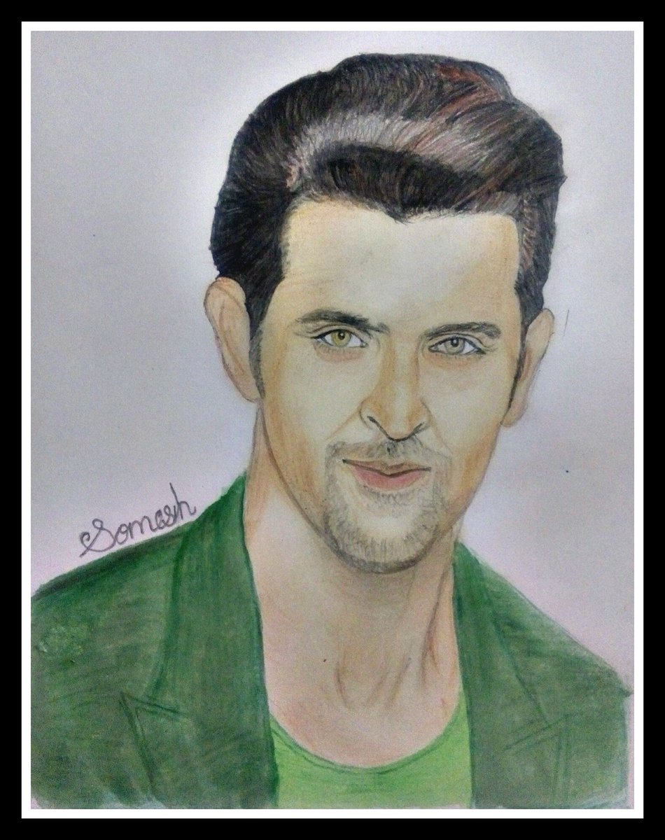 RasalSomesh's tweet image. Painting of Hrithik Roshan
@iHrithik my favourite #actor
#dancer 😍😍
 Waiting your movie 
#Krish4 
Draw by Somesh Rasal
@RasalSomesh