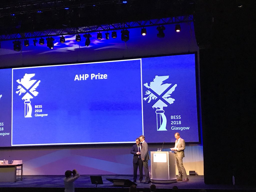 DerbyShoulder's tweet photo. A great Glasgow @bessconference ends with @mariemoPT winning the Calvert Endeavour Prize and @marcusbatemanPT winning the best AHP presentation prize! https://t.co/dLeuiPUx1s