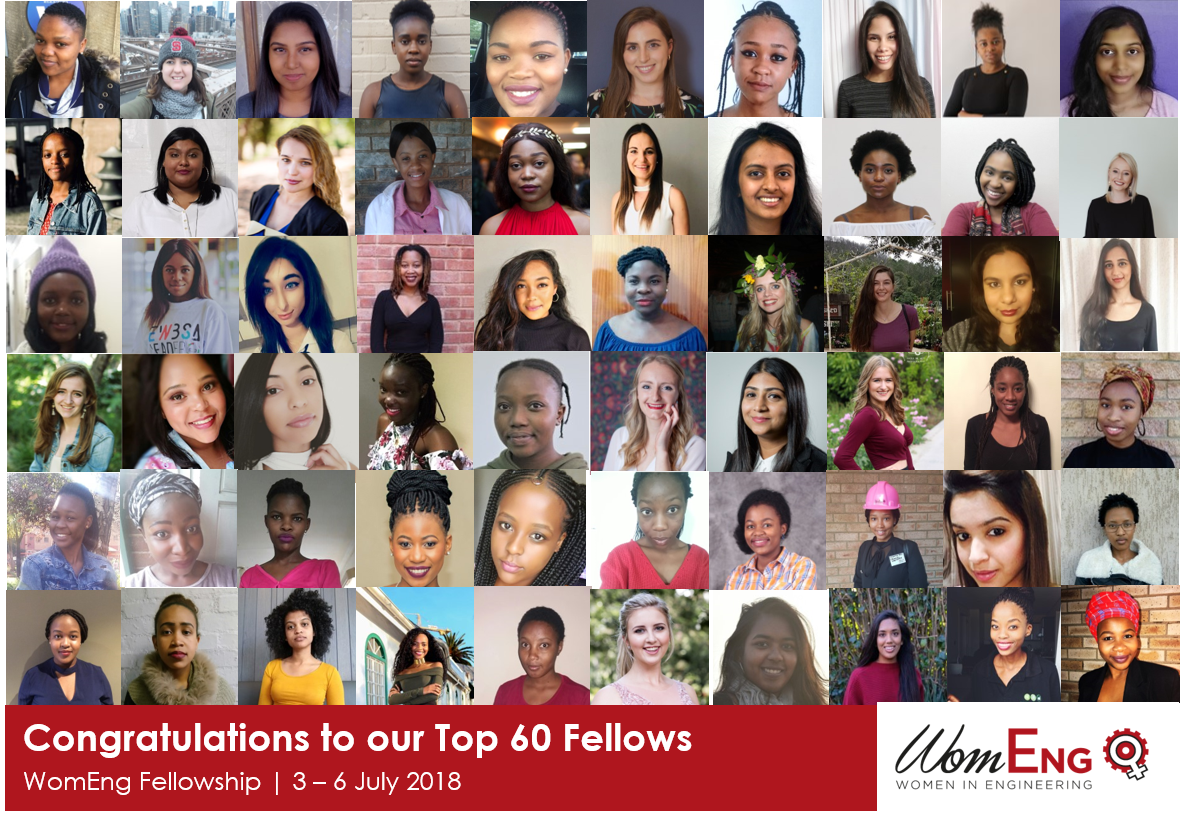 After receiving more than 300 applications we are proud to announce our Top 60 Fellows in South Africa! Fellowship is WomEng's Flagship programme developing leadership, employability and entrepreneurship skills for female engineering students. #1MillionGirlsinSTEM