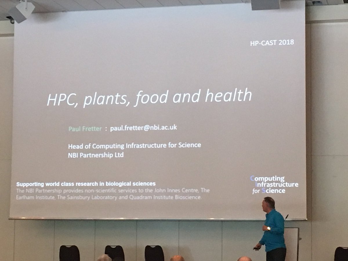 hpcnotes's tweet image. First talk of the #HPCAST user case studies session on #HPC for plants, food and health by @paul_fretter of @NBIPComputing