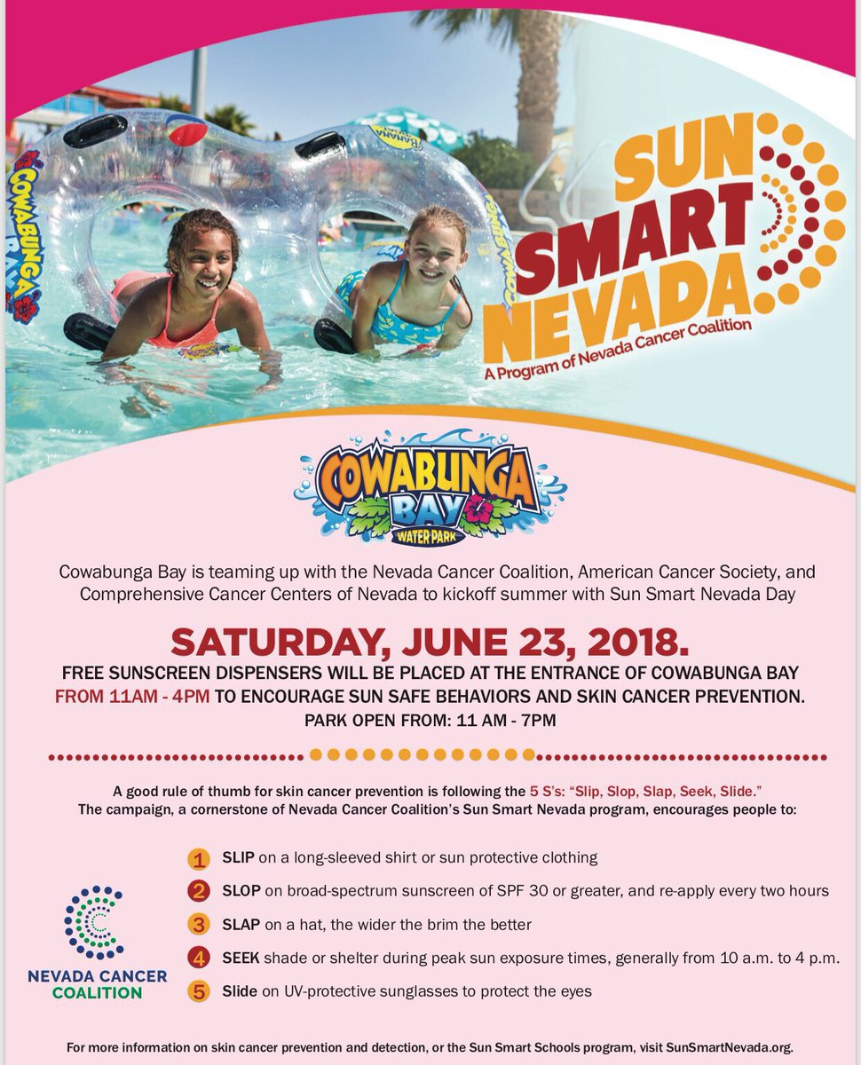 jenpbradley's tweet photo. Thank you @JeffMaherVegas @wakeupwiththecw for helping us share our #sunsafetyawareness day tomorrow with #waterpark @cowabungabaylv (11-4pm) & partners #SunSmartNevada @NVCancer #ComprehensiveCancer! @News3LV https://t.co/RGCdaFB9aL