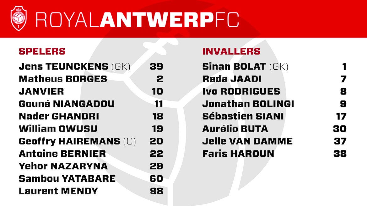 official_rafc's tweet photo. Dit is de opstelling van onze Reds voor onze eerste oefenwedstrijd tegen @HoogstratenVV. De jonge rechtsachter 'Janvier' is een testspeler. Batubinsika en Arslanagic revalideren nog van hun blessure. #COYR #loveRAFC #RAFC #HooAnt https://t.co/vmUIrbMVZn