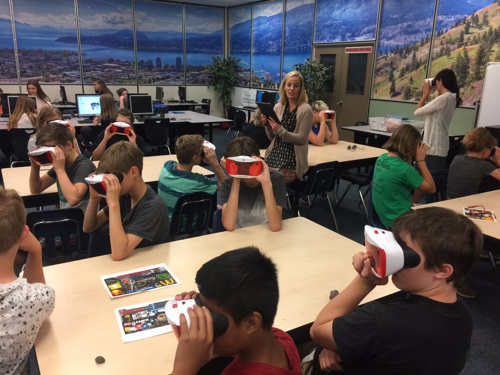 VFT_SD23's tweet photo. Our first VR session with #google expeditions - so excited to be piloting with @mmeharvey &amp; @MGoutier at KLO Middle School #sd23 #sd23learns https://t.co/NsmaTb318s