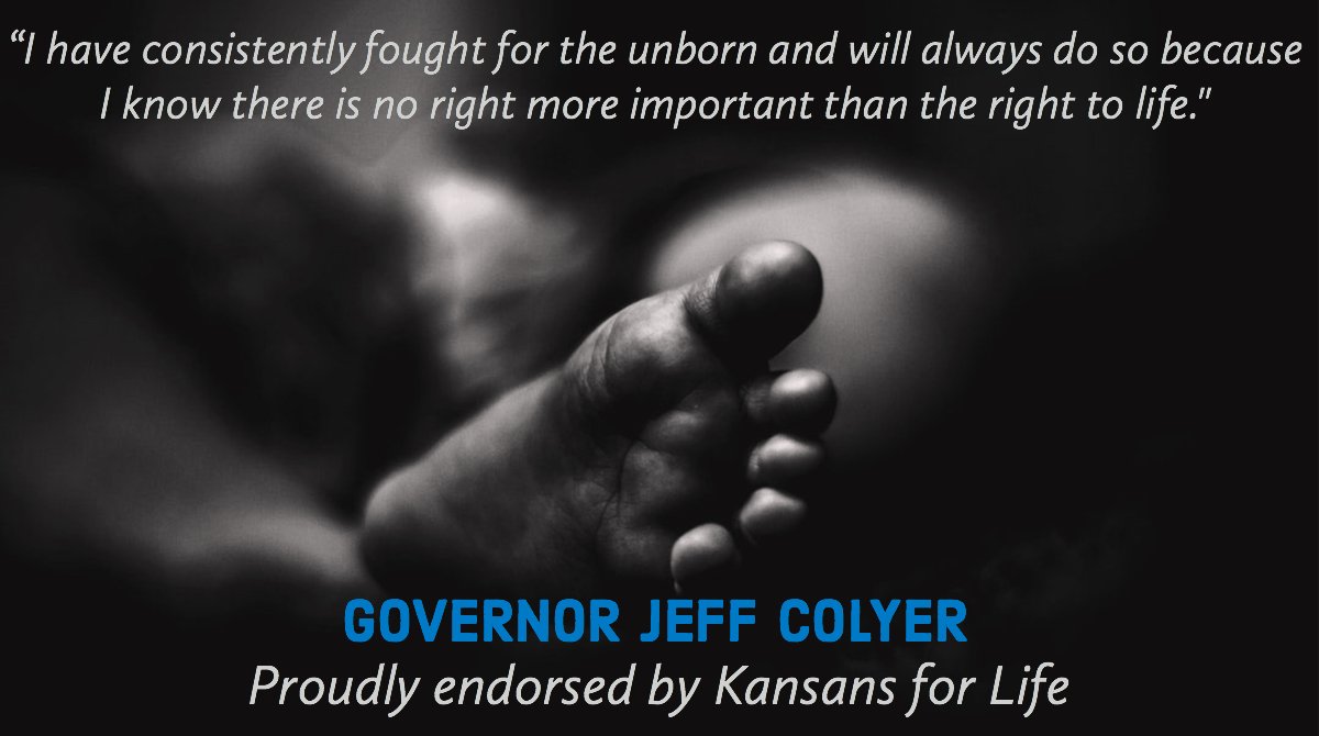 DrJeffColyer's tweet photo. I'm honored to have the @kansansforlife endorsement. As a doctor, I have seen precious lives come into this world and I believe it is our duty to always protect the right to life. #ksleg https://t.co/t5erwmBnjl