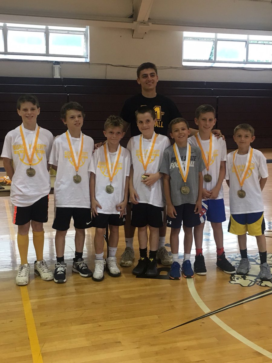 bealj22's tweet image. When you get to go back to your alma mater and watch your son win a championship 💛🖤🏀🏀 #bishopmcdevitt #basketballcamp
