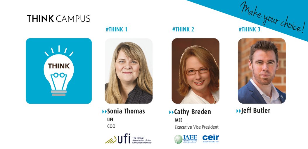 IELAWORLD's tweet photo. #IELASF18 #ThinkCampus is starting at 11:15 am PST: #Digitization in the #Exhibition industry 4.0 with @SoniaThomas @UFILive #Diversity with @CathyBreden @IAEE and @CEIR, and #DigitalNatives with @jefferyjbutler https://t.co/23JGNTn6Ut