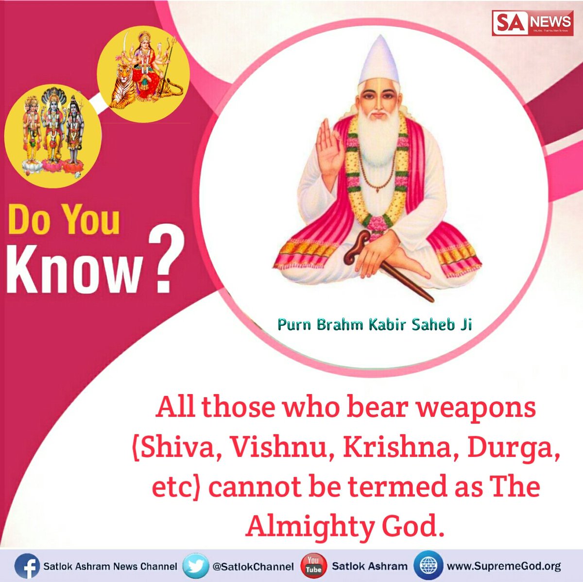 devgirka's tweet image. #MiraclesOfGodKabir
वो कबीर अल्लाह,भगवान है !जिसने छ: दिन मे सृष्टि रची और सांतवे दिन तख्त पर जा विराजे अधिक जानकारी के लिऐ अवश्य देखे साधना tv 7:30pm to 8:30pm
#JusticeChelameswar