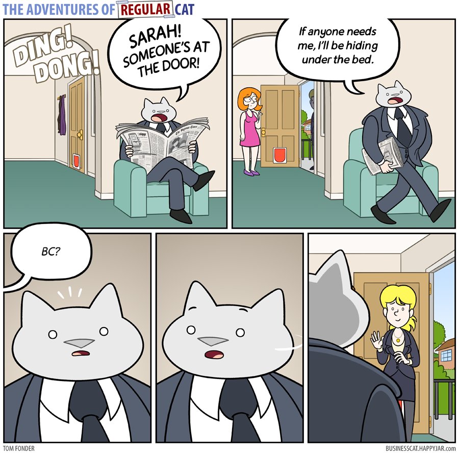 An unexpected guest. businesscat.happyjar.com/comic/visitor/