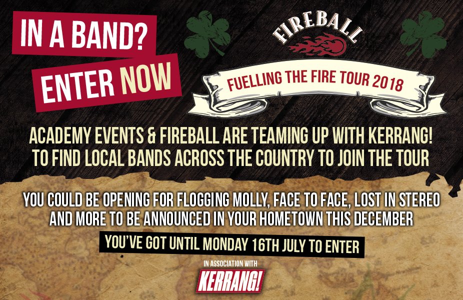 O2AcademySheff's tweet photo. Want your band to support @floggingmolly @the_bronx &amp; @facetofacemusic ? If so, there's a great opportunity here for you from @FireballUK &amp; @KerrangMagazine ! Fireball’s Hottest Band Competition: https://t.co/nDLNesMfOk     

#sheffevents #sheffield #FuellingTheFire #bandcomp https://t.co/Os6ARYcxyo