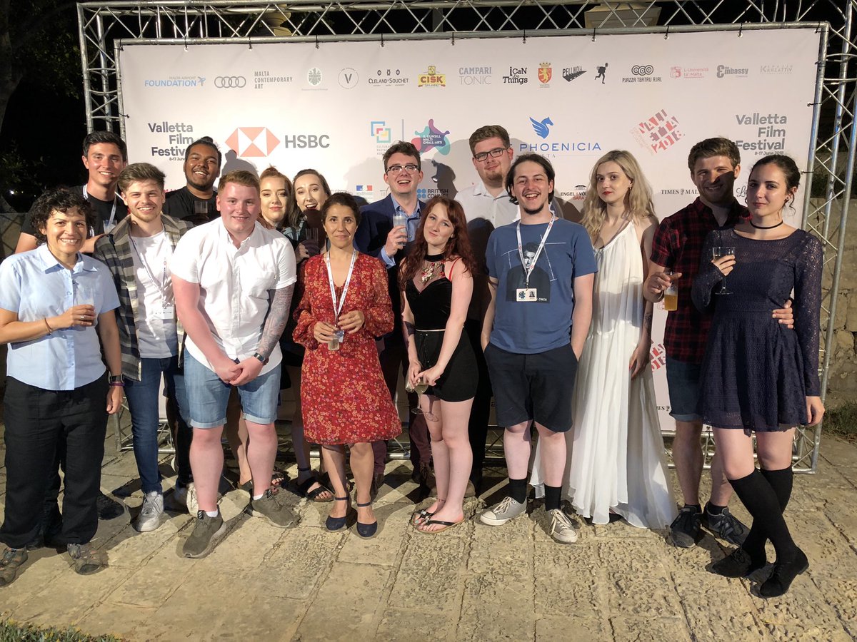 JYakula's tweet photo. Some of the @UoS_ArtsMedia BA Film Production student Valletta film festival volunteers 2018 at the closing party. #VFF2018 #VFF4 #film @UoSMediaCity @VallettaFF @SpazjuKreattiv https://t.co/UMYNXUuxrP
