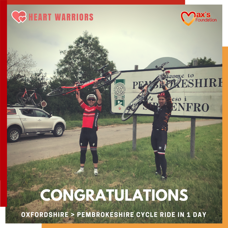 maxs_foundation's tweet photo. Big congratulations to the Heart Warriors on cycling from Oxfordshire To Pembrokeshire in 1 day in support of Max’s Foundation. Read about their amazing journey here: https://t.co/7n6f5Qqb6M
#maxsfoundation #heartwarriors https://t.co/yxdQ5N046T