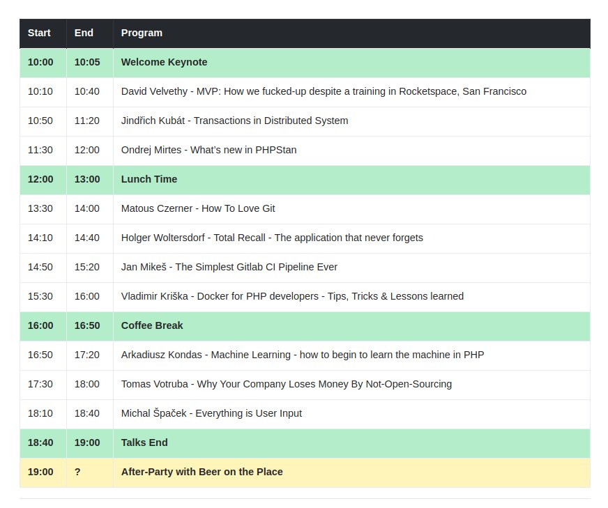 Get ready for tomorrow <a href="/PhpPrague/">PHP Prague</a>, full line-up is here ↓