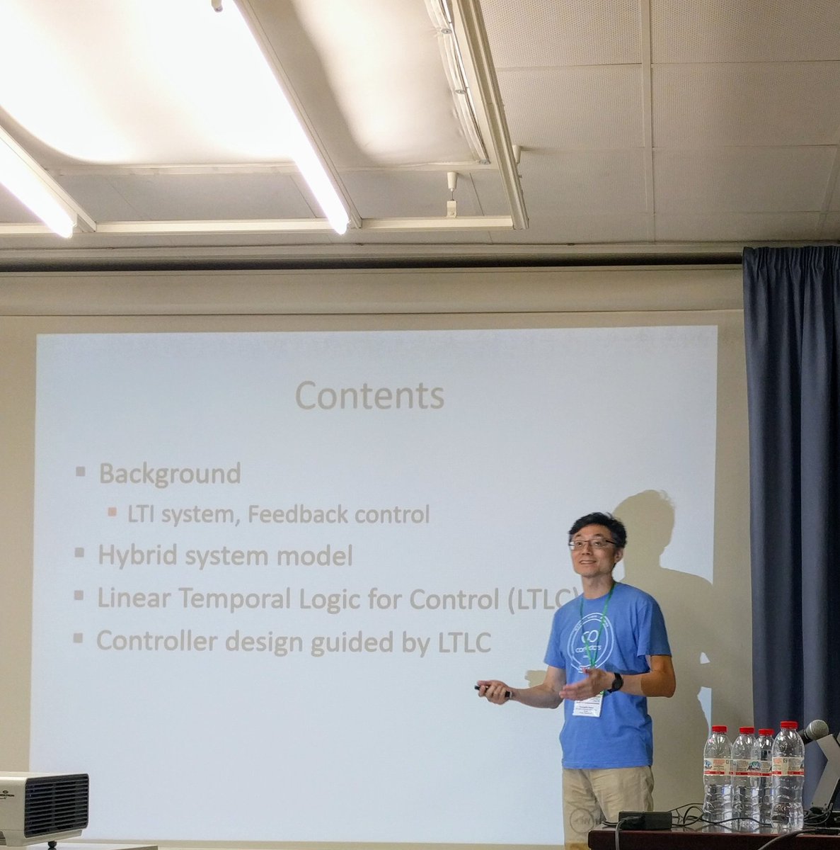 SPIN_2018's tweet photo. #spin_2018 Youngmin Kwon presenting "Quantitative model checking for a controller design" https://t.co/QFqEPeIZL4